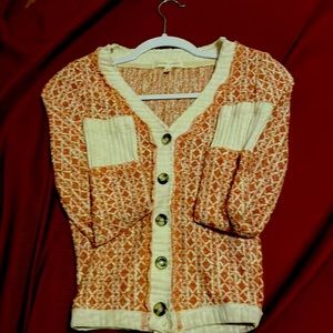 Gilded Intent size XS Argyle dark red & cream buttoned down top